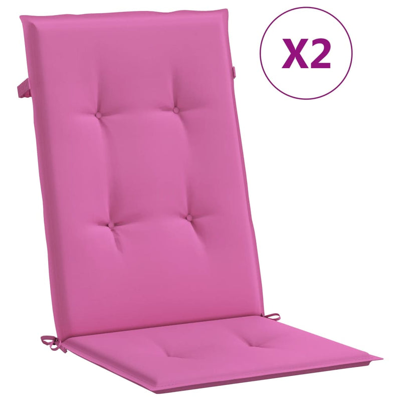 Afbeelding laden in galerijviewer, Vidaxl tuinstoelkussens hoge rugleuning 2 st 120x50x3 cm stof roze
