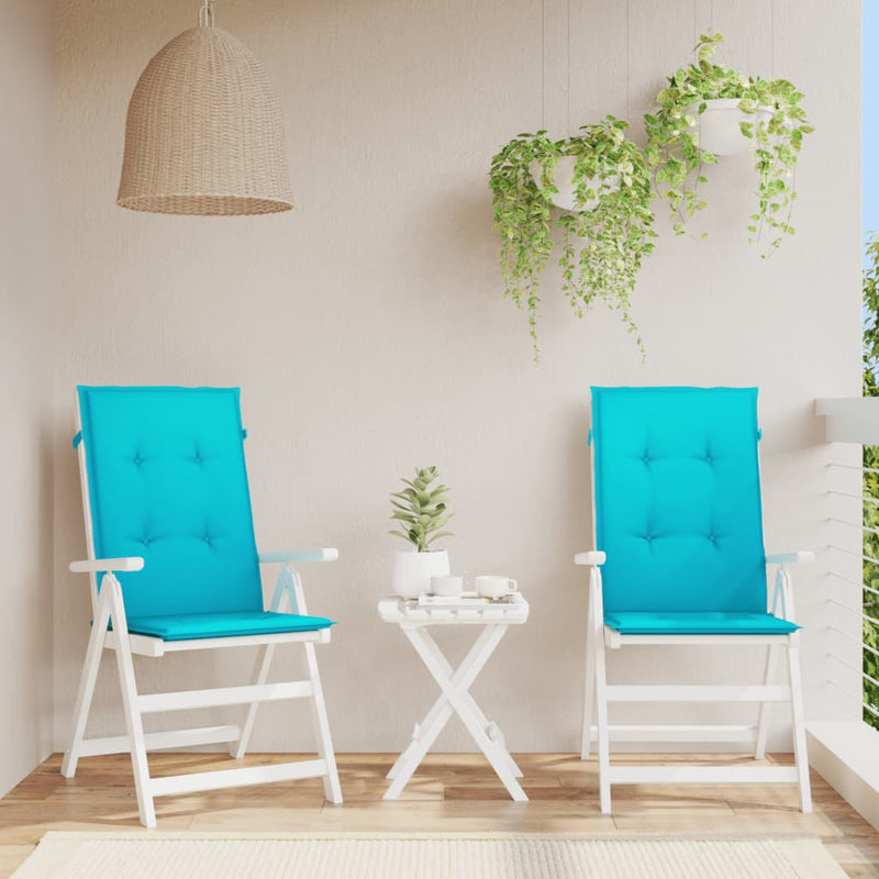 Afbeelding laden in galerijviewer, Vidaxl stoelkussens 2 st hoge rug stof turquoise
