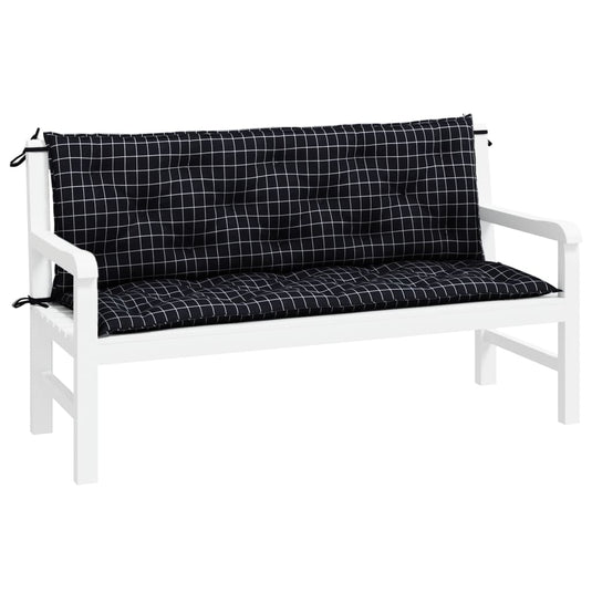 Vidaxl tuinbankkussens 2 st ruitpatroon 150x50x7 cm stof zwart