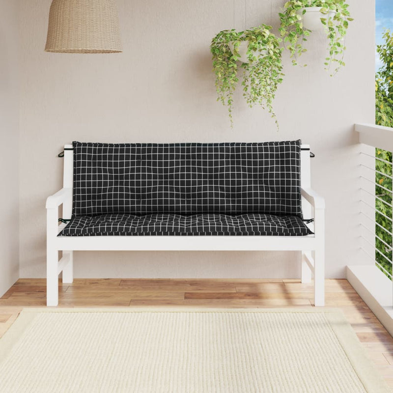 Afbeelding laden in galerijviewer, Vidaxl tuinbankkussens 2 st ruitpatroon 150x50x7 cm stof zwart
