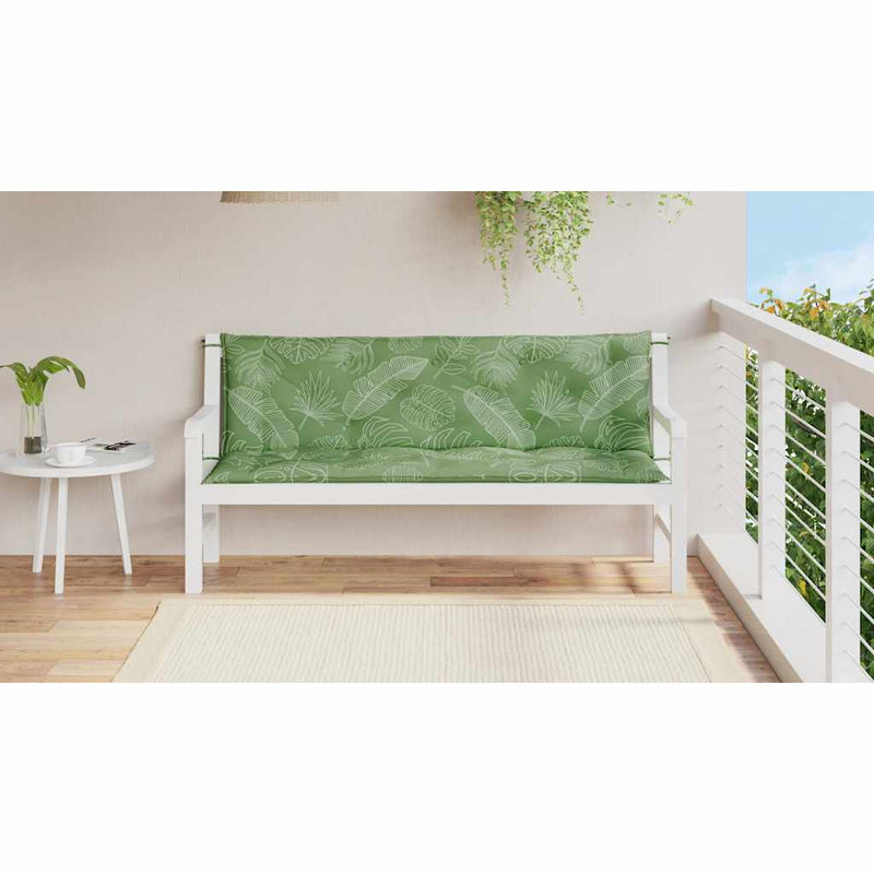 Afbeelding laden in galerijviewer, Vidaxl tuinbankkussens 2 st bladpatroon 150x50x7 cm stof
