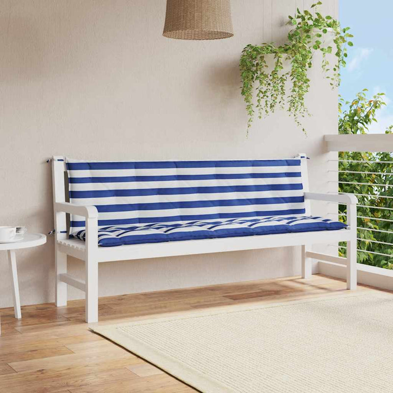 Afbeelding laden in galerijviewer, Vidaxl tuinbankkussens 2 st oxford stof gestreept wit en blauw
