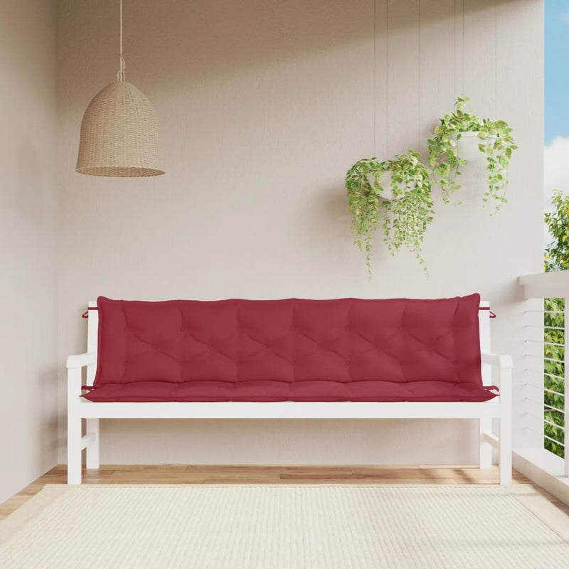 Afbeelding laden in galerijviewer, Vidaxl tuinbankkussens 2 st 200x50x7 cm oxford stof wijnrood
