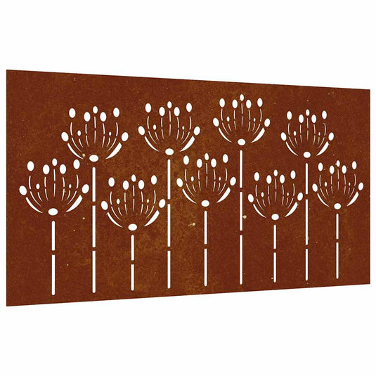 Vidaxl wanddecoratie tuin bloemenontwerp 105x55 cm cortenstaal