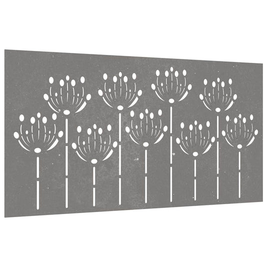 Vidaxl wanddecoratie tuin bloemenontwerp 105x55 cm cortenstaal