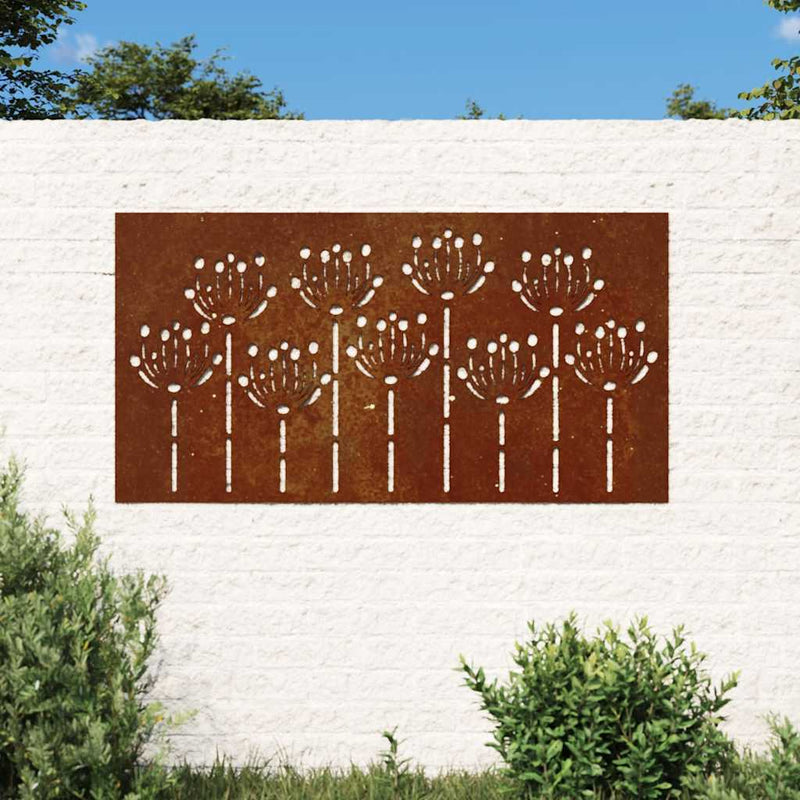 Afbeelding laden in galerijviewer, Vidaxl wanddecoratie tuin bloemenontwerp 105x55 cm cortenstaal
