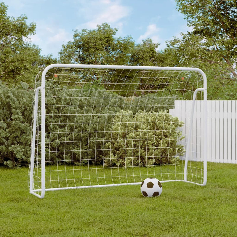 Afbeelding laden in galerijviewer, Vidaxl voetbaldoel met net 214x75x152 cm staal en polyester wit
