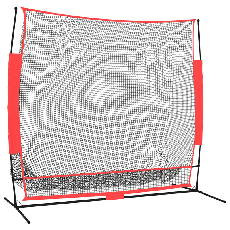 Afbeelding laden in galerijviewer, Vidaxl honkbalnet draagbaar 215x107x216 cm polyester zwart en rood
