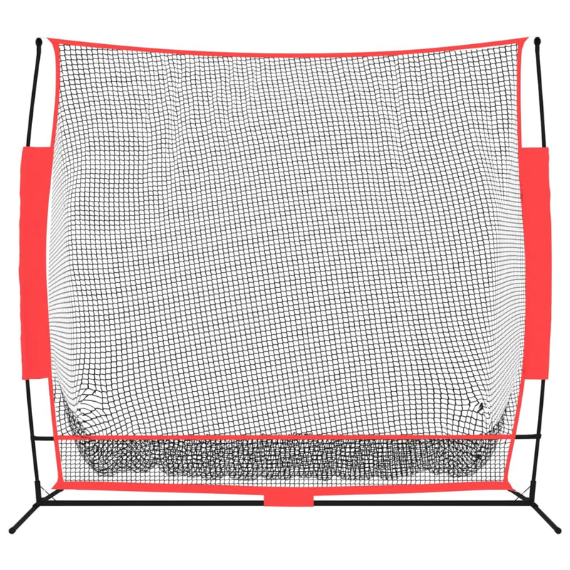 Afbeelding laden in galerijviewer, Vidaxl honkbalnet draagbaar 215x107x216 cm polyester zwart en rood
