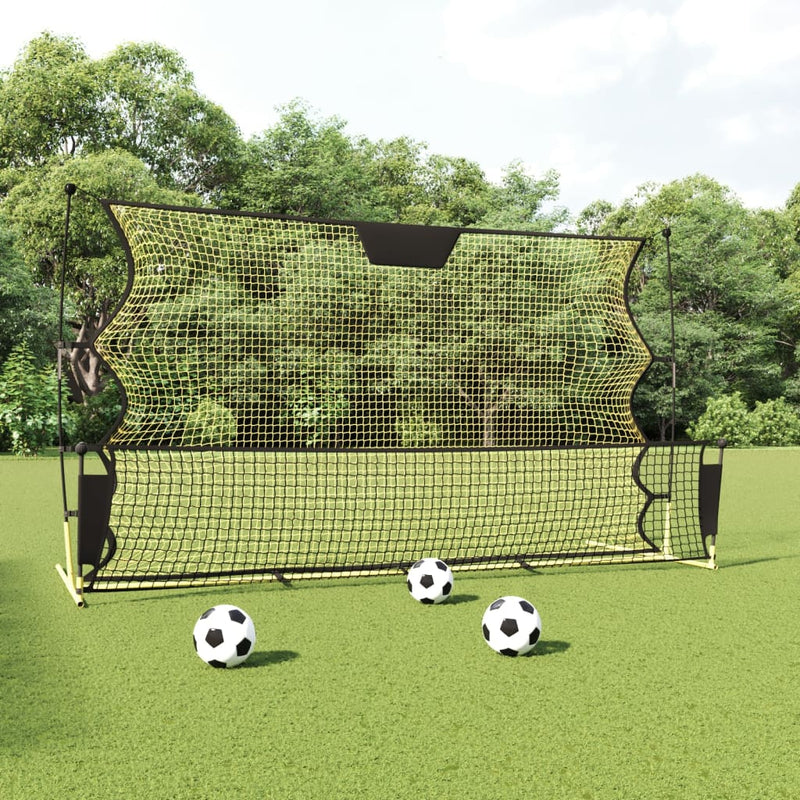 Afbeelding laden in galerijviewer, Vidaxl voetbal reboundnet 183x85x120 cm polyester zwart en geel

