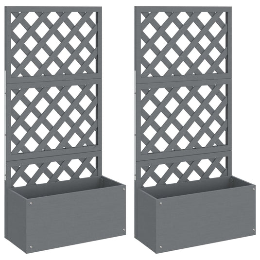 Vidaxl plantenbakken met latwerk 2 st 65x33x135 cm hkc grijs