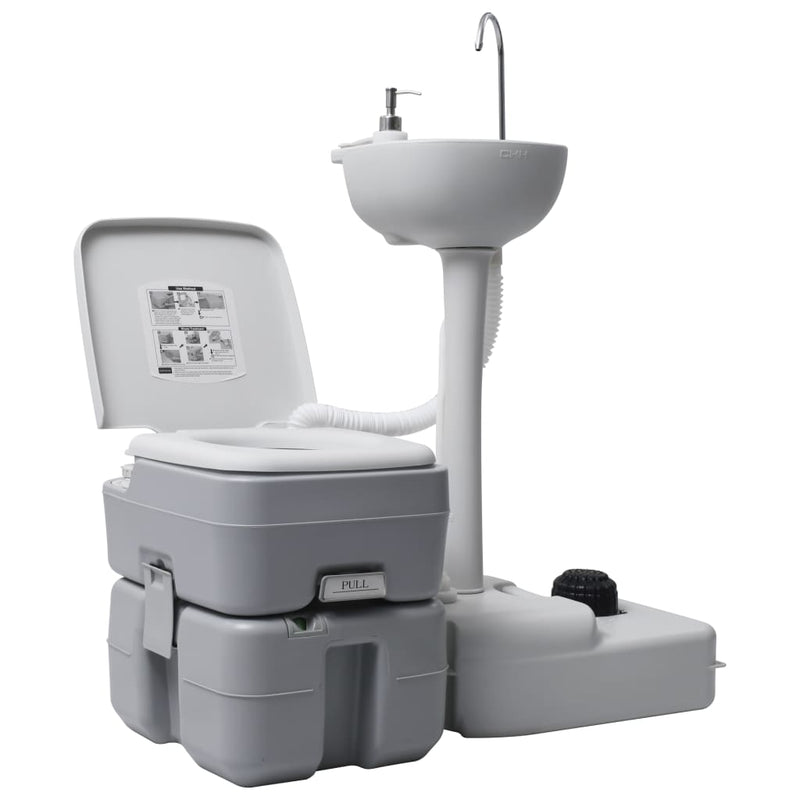 Afbeelding laden in galerijviewer, VidaXL Campingtoilet en wasbak met watertank
