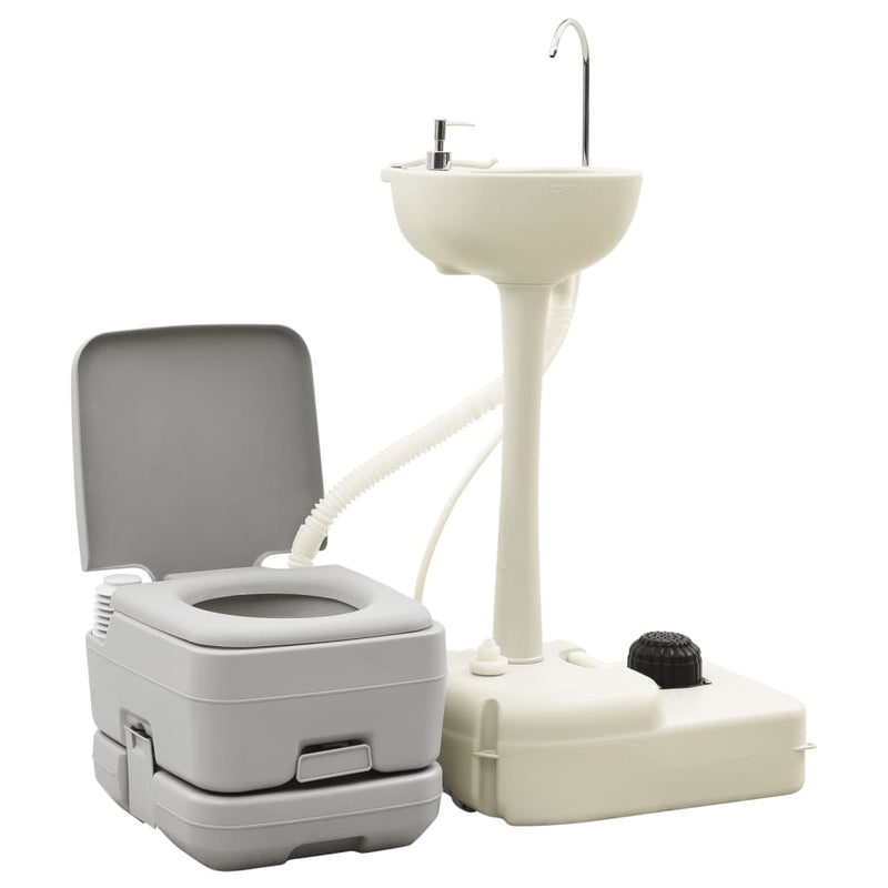 Afbeelding laden in galerijviewer, VidaXL Campingtoilet en wasbak met watertank
