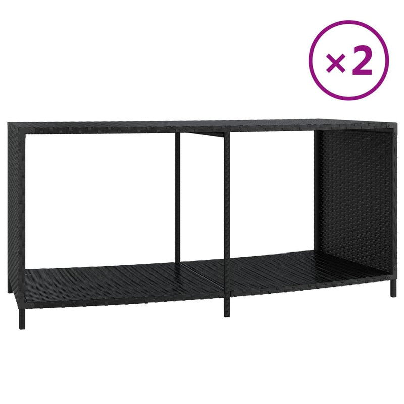 Afbeelding laden in galerijviewer, Vidaxl opbergschappen 2 st poly rattan zwart
