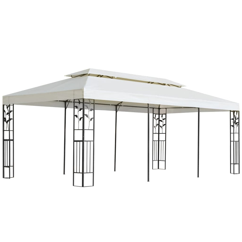 Afbeelding laden in galerijviewer, VidaXL Prieel met dubbel dak 6x3 m wit
