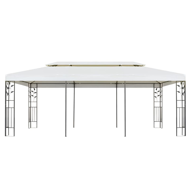 Afbeelding laden in galerijviewer, VidaXL Prieel met dubbel dak 6x3 m wit
