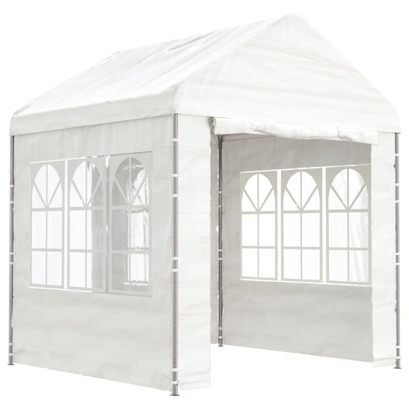 Afbeelding laden in galerijviewer, Vidaxl prieel met dak 2,28x2,23x2,69 m polyetheen wit
