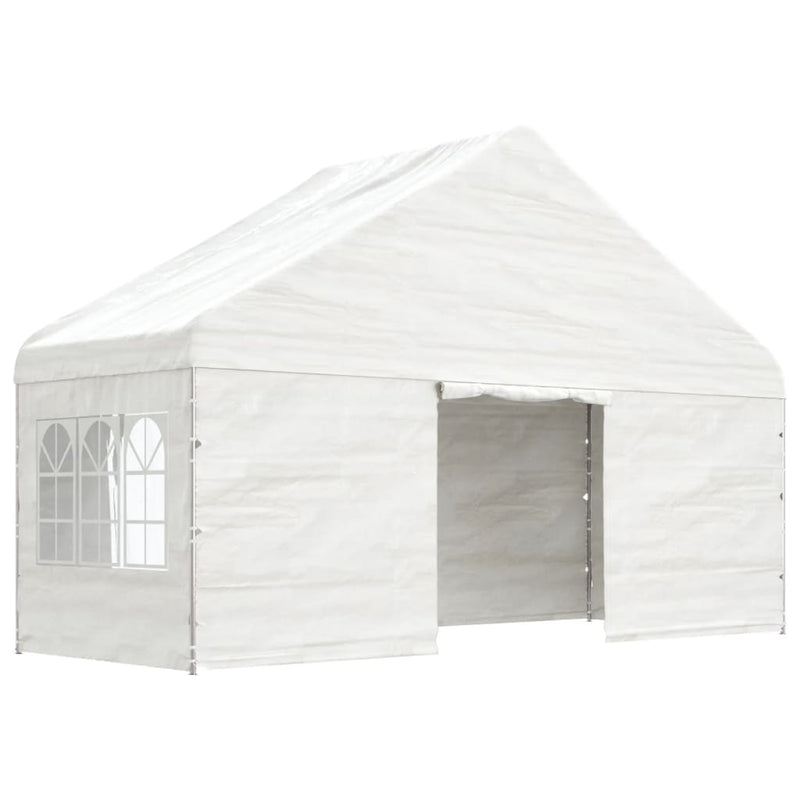 Afbeelding laden in galerijviewer, VidaXL Prieel met dak 5,88x2,23x3,75 m polyetheen wit
