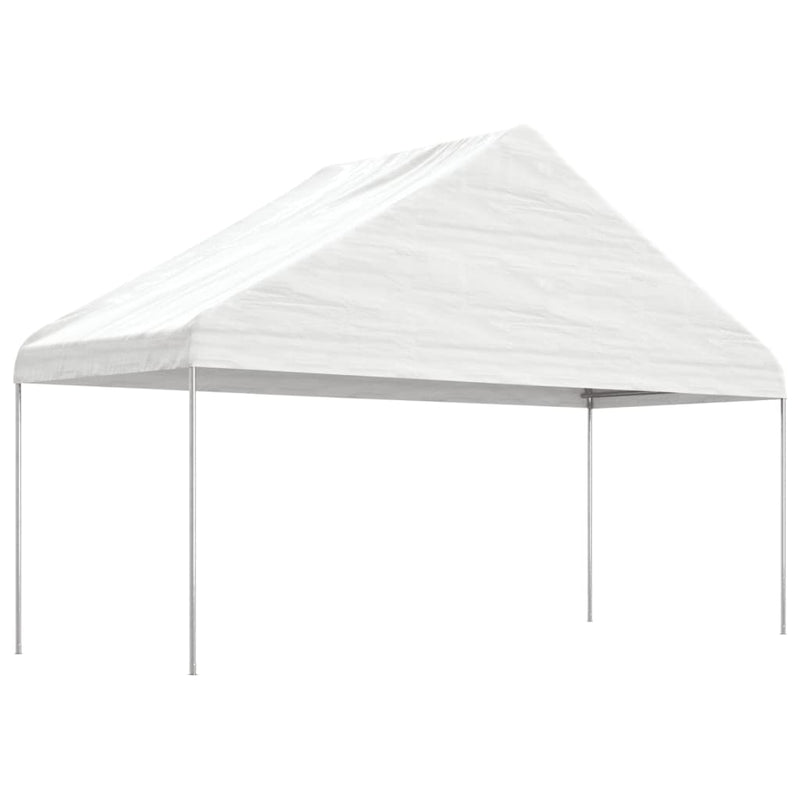Afbeelding laden in galerijviewer, Vidaxl prieel met dak 5,88x2,23x3,75 m polyetheen wit
