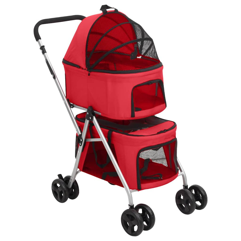 Afbeelding laden in galerijviewer, Vidaxl hondenwagen 2-laags inklapbaar 83x48x97 cm oxford stof rood
