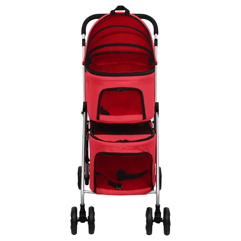 Afbeelding laden in galerijviewer, Vidaxl hondenwagen 2-laags inklapbaar 83x48x97 cm oxford stof rood
