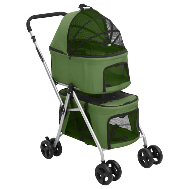 Afbeelding laden in galerijviewer, Vidaxl hondenwagen 2-laags inklapbaar 83x48x97 cm oxford stof groen
