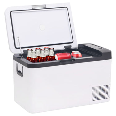 Vidaxl koelbox met handvat en adapter 18 l pp pe zwart en wit