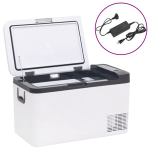 Vidaxl koelbox met handvat en adapter 25 l pp pe zwart en wit