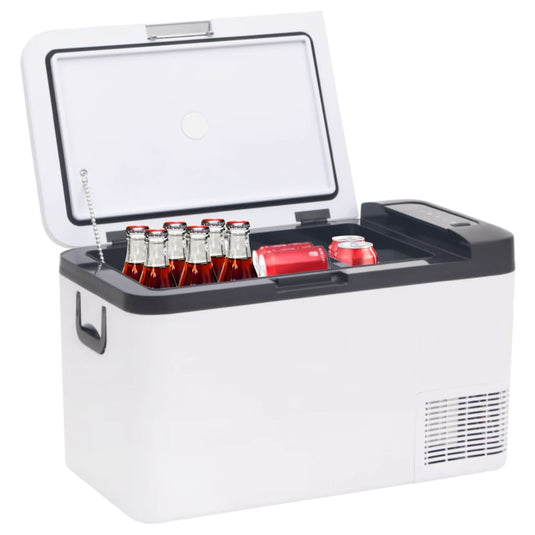 Vidaxl koelbox met handvat en adapter 25 l pp pe zwart en wit