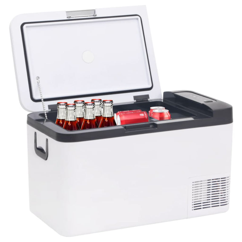 Afbeelding laden in galerijviewer, Vidaxl koelbox met handvat en adapter 25 l pp pe zwart en wit
