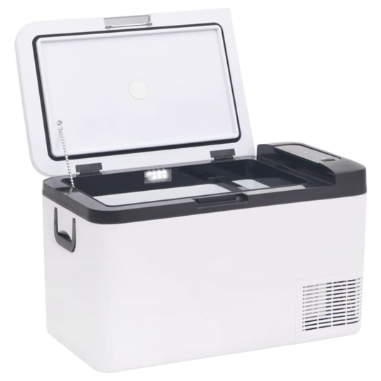 Vidaxl koelbox met handvat en adapter 25 l pp pe zwart en wit