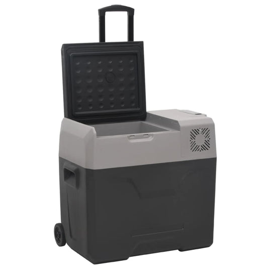 Vidaxl koelbox met wielen en adapter 40 l polypropeen zwart en grijs