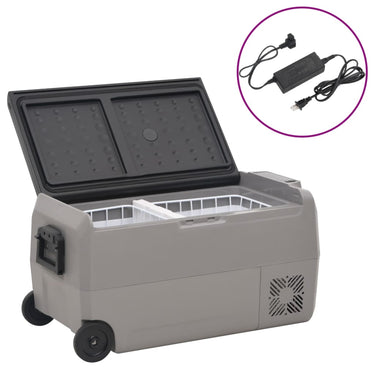 Vidaxl koelbox met wielen en adapter 36 l pp en pe zwart en grijs