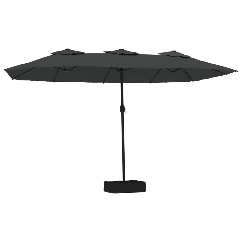 Afbeelding laden in galerijviewer, Vidaxl parasol dubbel dak met led 449x265 cm antracietkleurig
