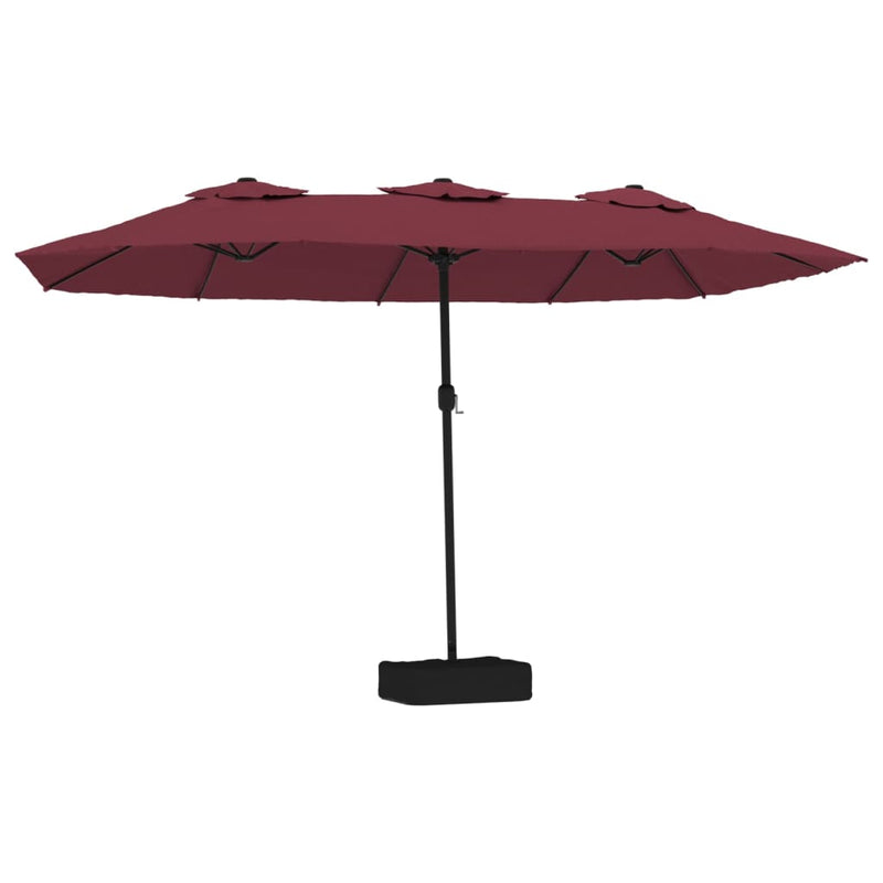 Afbeelding laden in galerijviewer, Vidaxl parasol dubbel dak met led 449x265 cm bordeauxrood
