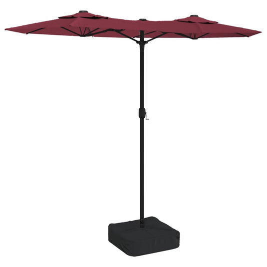 Vidaxl parasol dubbel dak 316x145 cm bordeauxrood