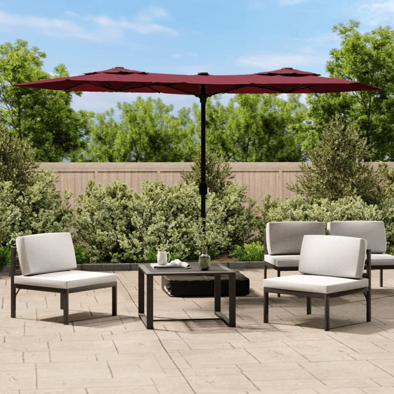 Afbeelding laden in galerijviewer, Vidaxl parasol dubbel dak 316x145 cm bordeauxrood
