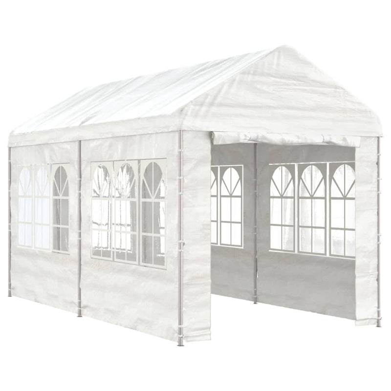 Afbeelding laden in galerijviewer, VidaXL Prieel met dak 4,46x2,28x2,69 m polyetheen wit

