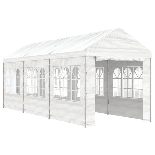 VidaXL Prieel met dak 6,69x2,28x2,69 m polyetheen wit