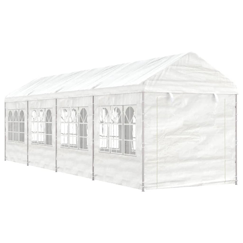 Afbeelding laden in galerijviewer, VidaXL Prieel met dak 8,92x2,28x2,69 m polyetheen wit
