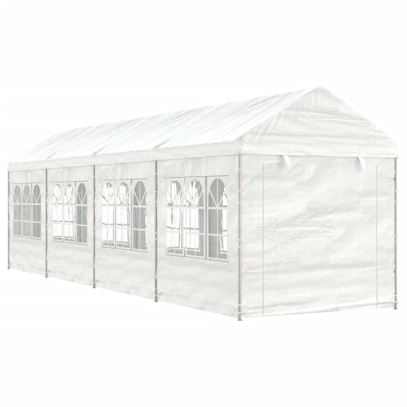 Afbeelding laden in galerijviewer, VidaXL Prieel met dak 8,92x2,28x2,69 m polyetheen wit

