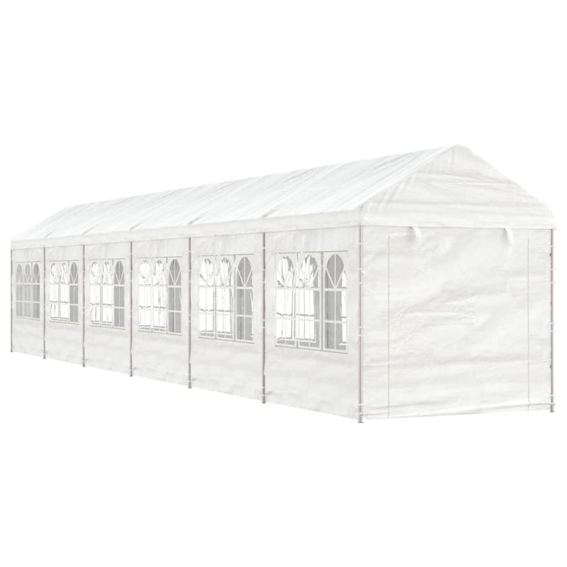 Afbeelding laden in galerijviewer, VidaXL Prieel met dak 13,38x2,28x2,69 m polyetheen wit
