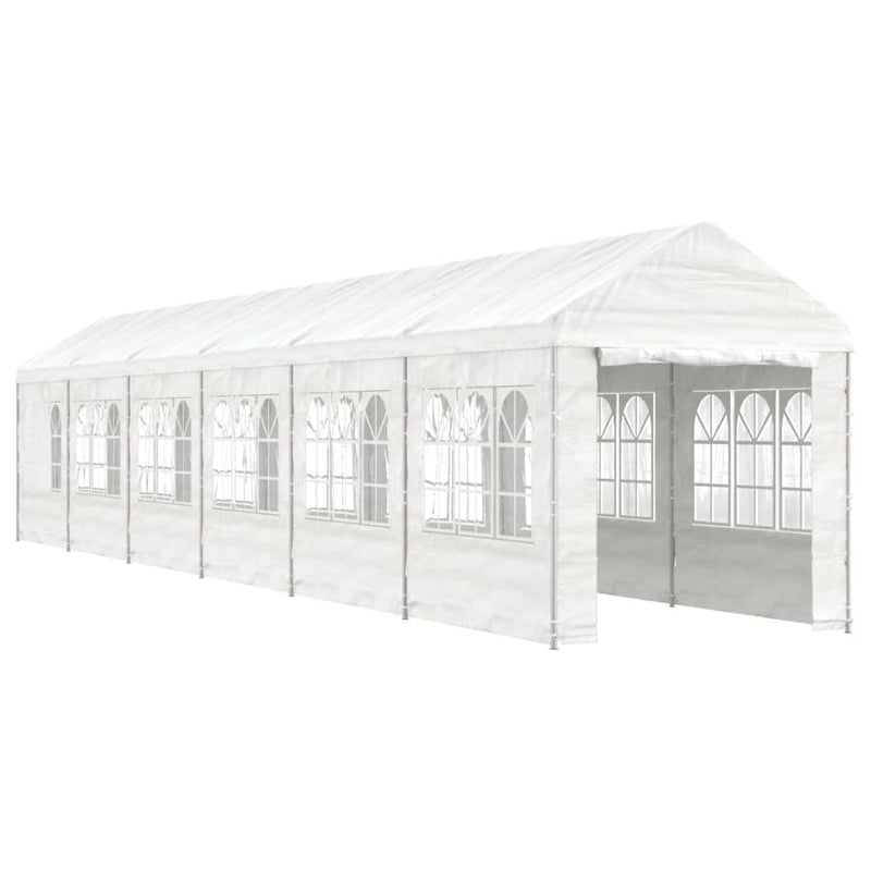 Afbeelding laden in galerijviewer, VidaXL Prieel met dak 13,38x2,28x2,69 m polyetheen wit
