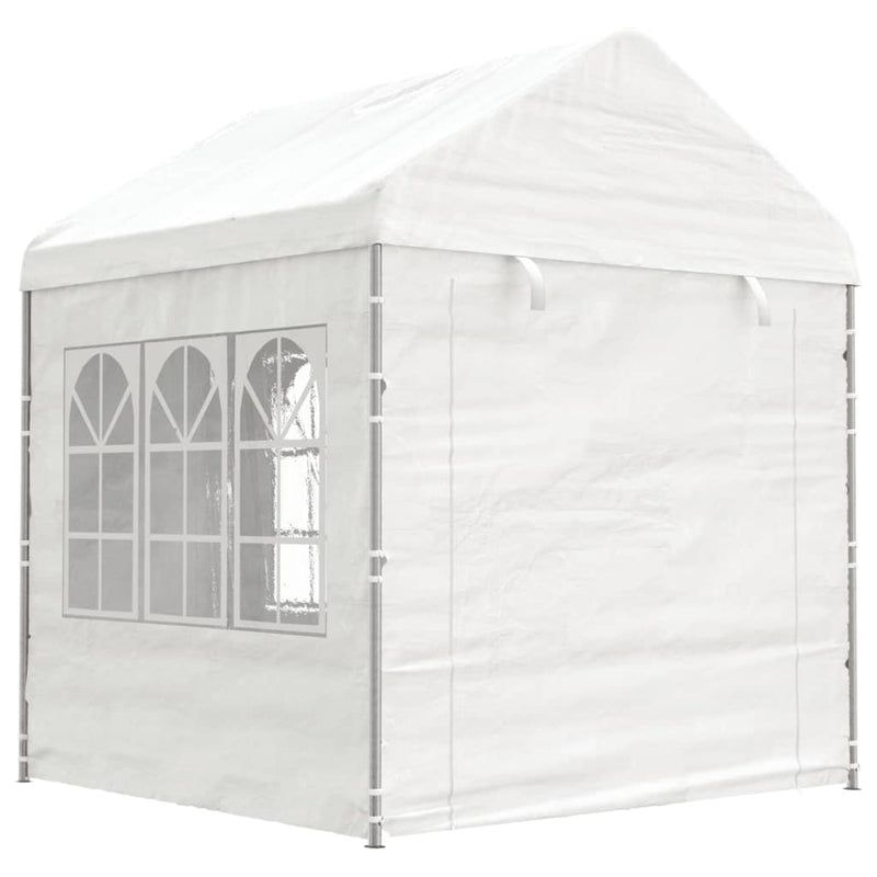 Afbeelding laden in galerijviewer, VidaXL Prieel met dak 13,38x2,28x2,69 m polyetheen wit
