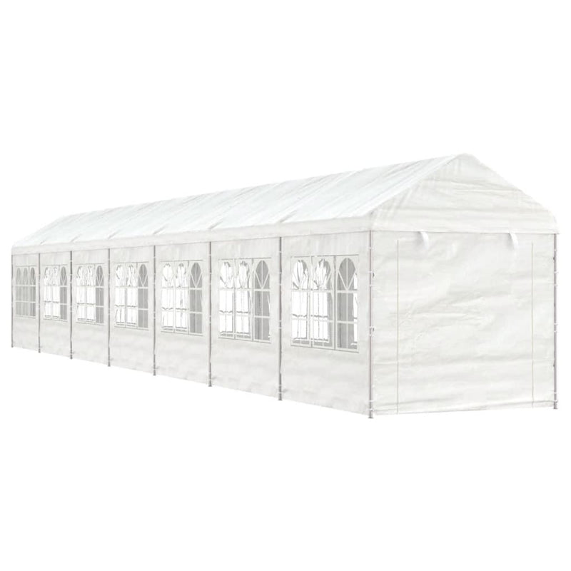 Afbeelding laden in galerijviewer, VidaXL Prieel met dak 15,61x2,28x2,69 m polyetheen wit
