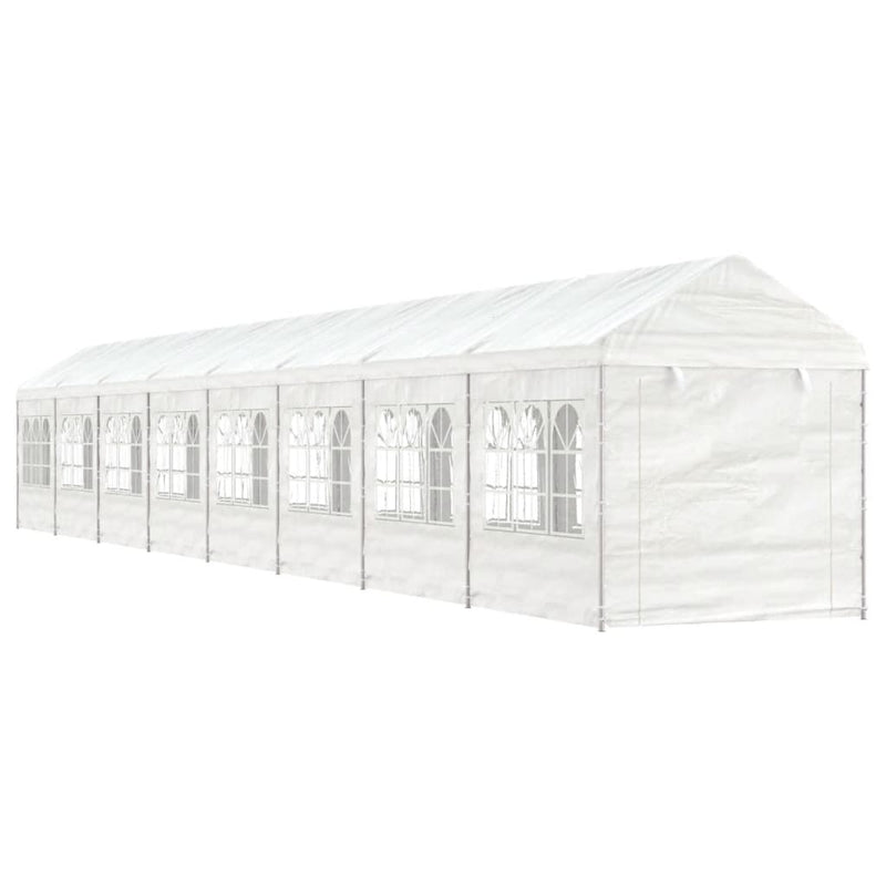 Afbeelding laden in galerijviewer, VidaXL Prieel met dak 17,84x2,28x2,69 m polyetheen wit
