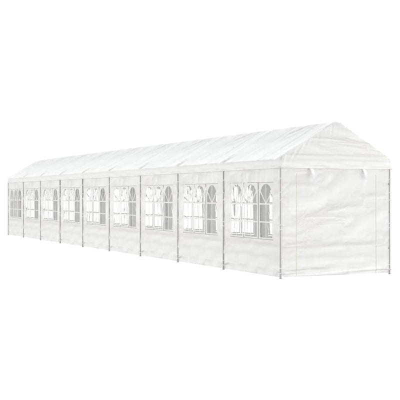 Afbeelding laden in galerijviewer, VidaXL Prieel met dak 20,07x2,28x2,69 m polyetheen wit
