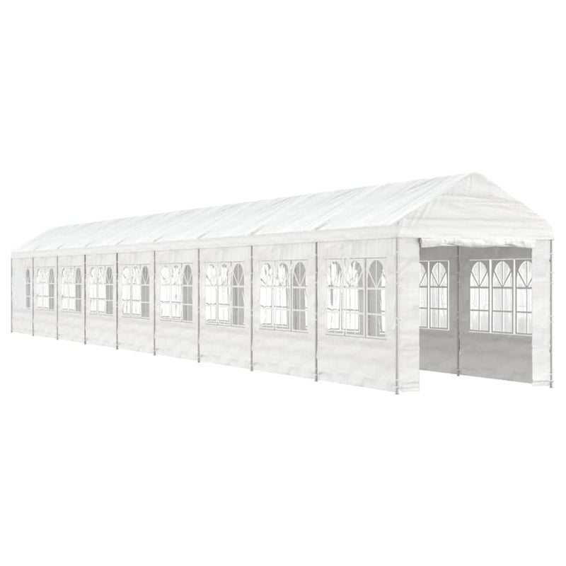 Afbeelding laden in galerijviewer, VidaXL Prieel met dak 20,07x2,28x2,69 m polyetheen wit

