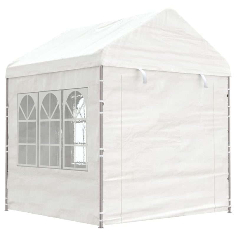 Afbeelding laden in galerijviewer, VidaXL Prieel met dak 20,07x2,28x2,69 m polyetheen wit
