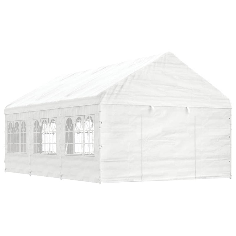 Afbeelding laden in galerijviewer, VidaXL Prieel met dak 6,69x4,08x3,22 m polyetheen wit
